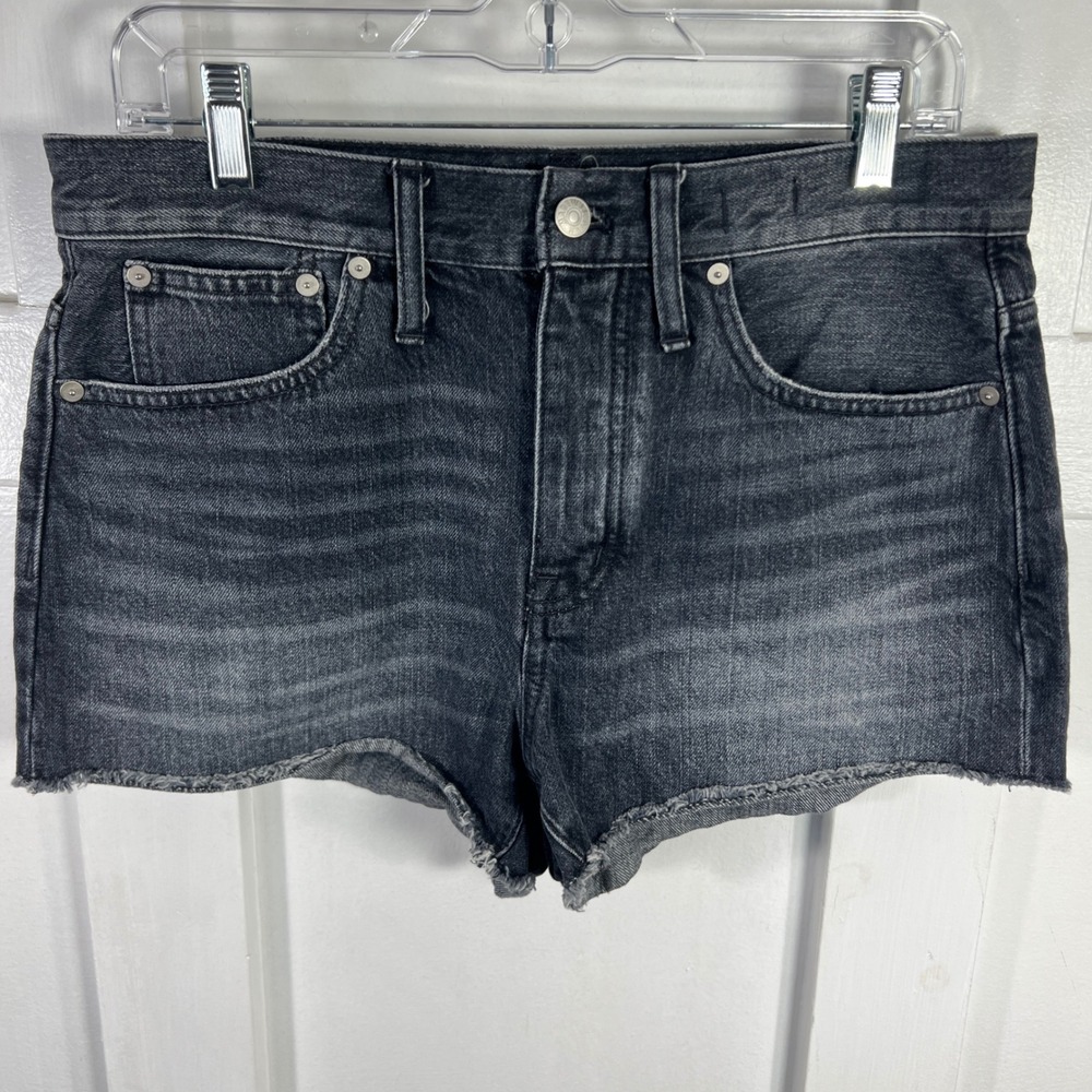 Madewell Distressed Black Denim Cutoff Shorts Raw Hem Women's Size 28